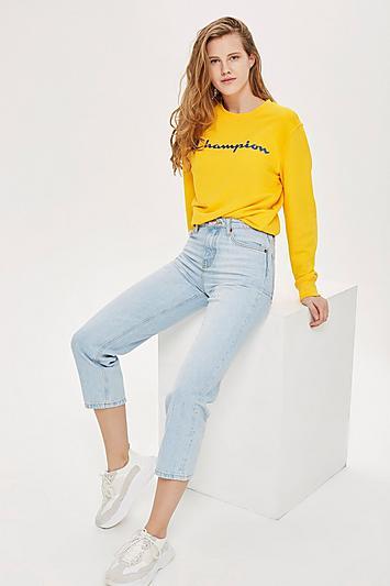 Topshop Bleach Straight Cropped Jeans
