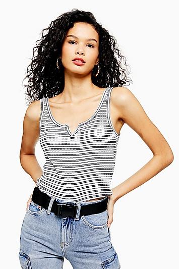 Topshop Tall Stripe Notch Vest