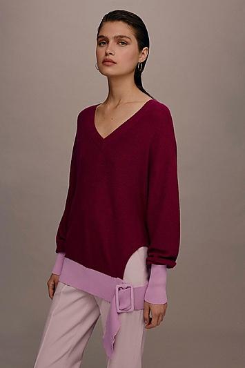 Topshop *cut-out Contrast Knitted Jumper By Boutique