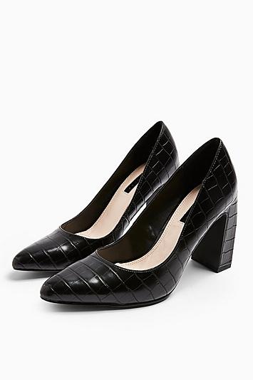 Topshop Golly Black Elongate Court Heels
