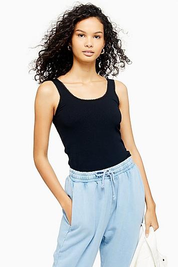 Topshop Black Picot Trim Vest