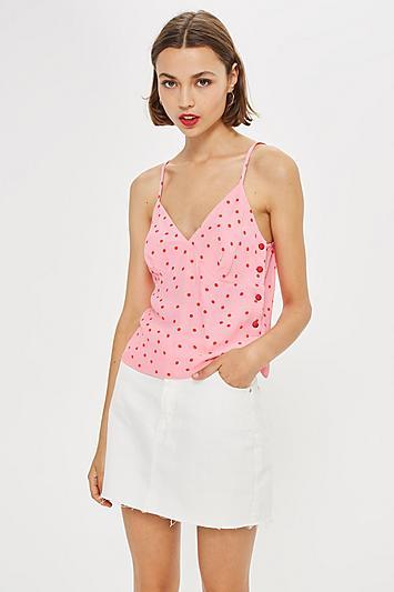 Topshop Spot Print Button Camisole Top