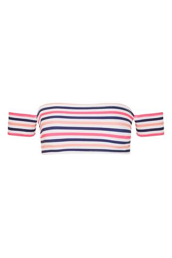 Topshop Stripe Bardot Bikini Top
