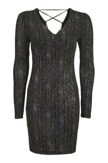 Topshop Sparkle Lace Up Back Dress