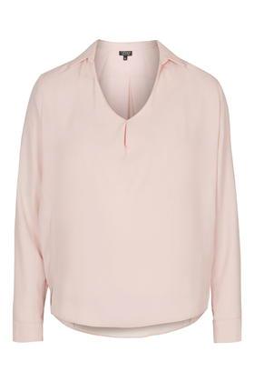 Topshop Long Sleeve Cowl Collar Blouse