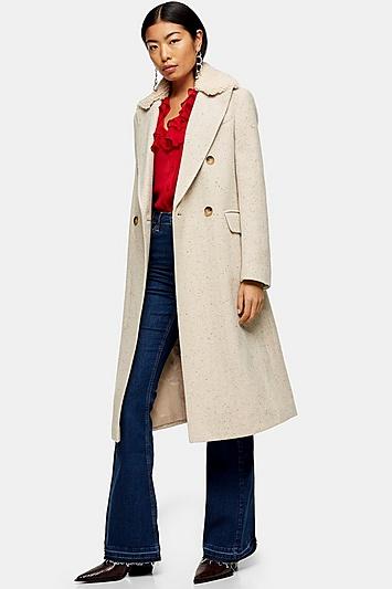 Topshop Oat Herringbone Coat