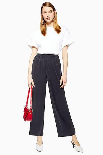 Topshop Petite Cupro Wide Leg Trousers