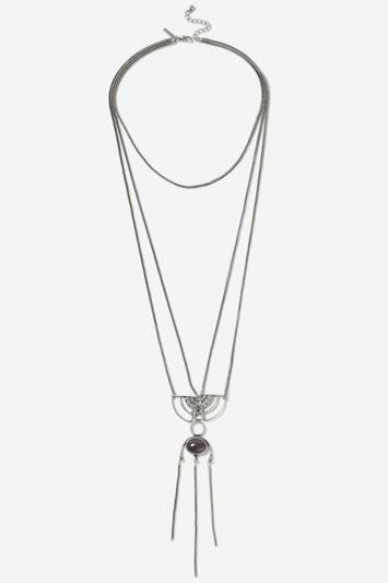Topshop Multi-row Chain Drop Pendant Necklace