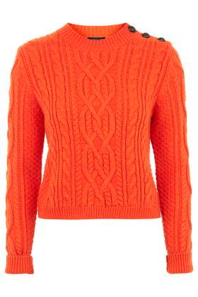 Topshop Petite Cropped Cable Knit Jumper