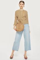 Topshop Stripe Twist Front Wrap Top
