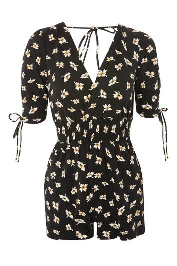 Topshop Petite Shirred Waist Playsuit