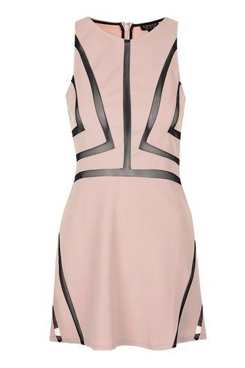 Topshop Mesh Contrast Skater Dress
