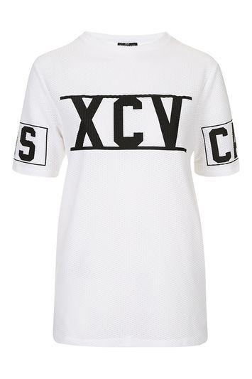 Topshop Petite Airtex Numerals Tee