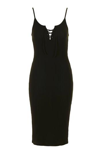Topshop Tall Strappy Lace Up Midi Dres