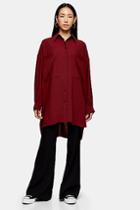 *burgundy Oversized Shirt By Topshop Boutique