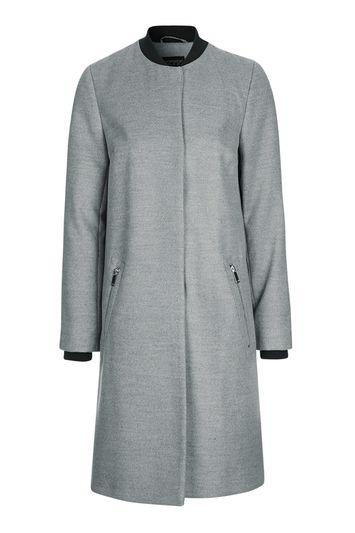 Topshop Rib Neck Boyfriend Coat