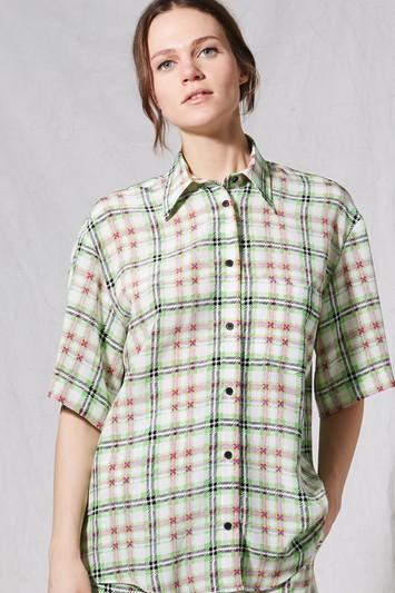Topshop *neon Bowling Shirt By Boutique