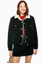 Topshop Forest Cord Borg Lined Jacket