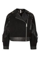 Topshop Stand Out Embellished Leather Biker Jacket