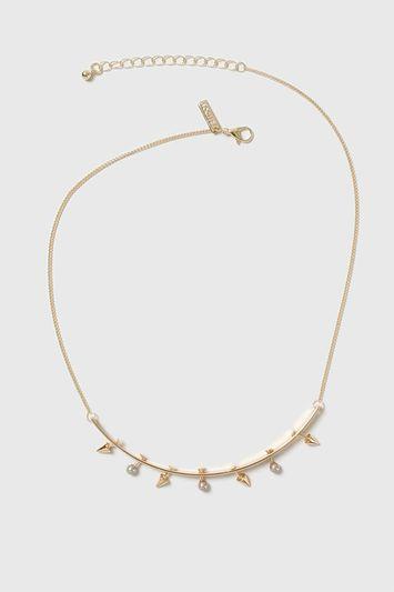 Topshop Spike And Pearl Bar Necklace
