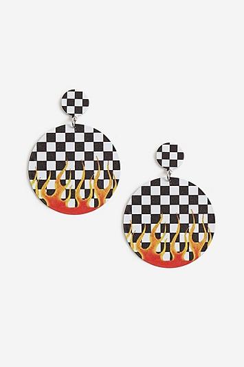 Topshop Checkboard Flame Earrings
