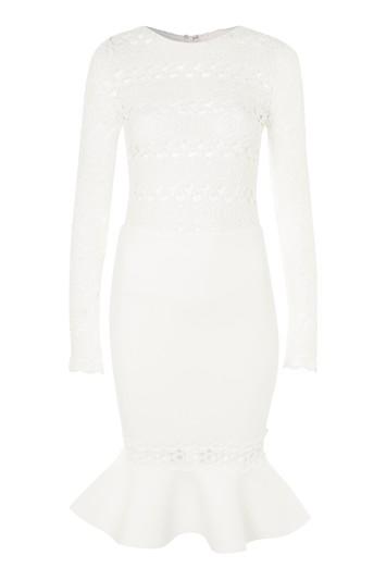 Topshop *lace Top Trumpet Dress By Rare