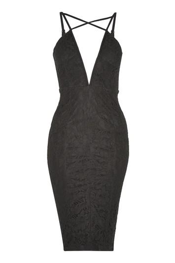 Topshop *strappy Plunge Lace Midi Dress By Rare