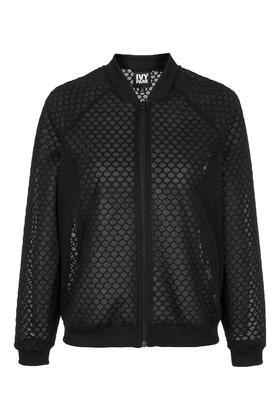 Topshop Hexagon Mesh Bomber Jacket By Ivy Park