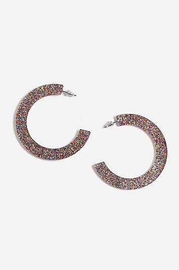 Topshop Glitter Resin Hoop Earrings