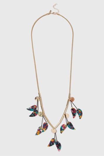 Topshop Perspex Leaf Drop Long Necklace
