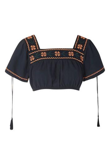 Topshop Folk Fluro Stitch Crop Top