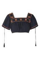Topshop Folk Fluro Stitch Crop Top