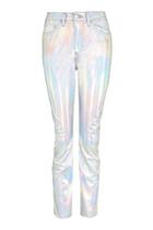 Topshop Moto Holographic Silver Straight Leg Jeans