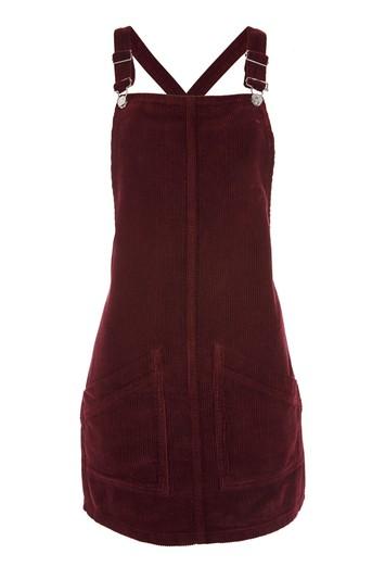 Topshop Petite Cord Pocket Pinafore Dress