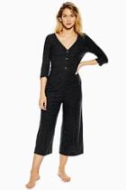 Topshop Loungewear Ribbed Button Jumpsuit