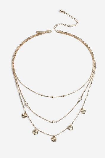 Topshop *coin Charm Multirow Necklace