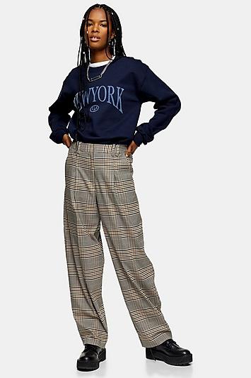 Topshop Elastic Back Check Trousers