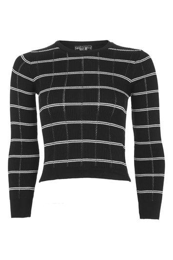 Topshop Petite Stripe Pointelle Crop Top