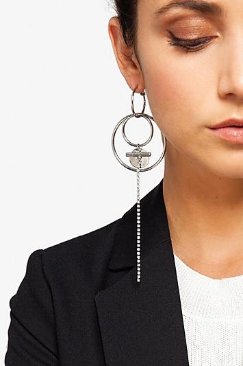 Topshop Crystal Drop Hoop Earrings