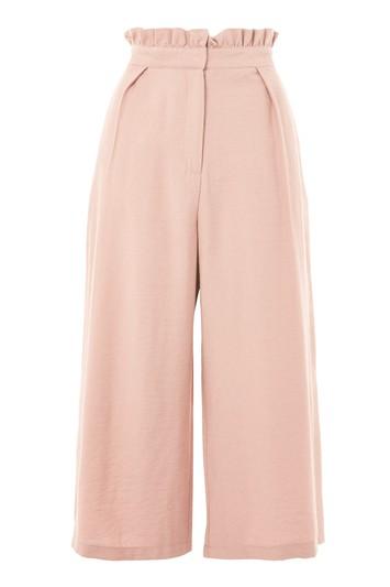 Topshop Tall Paperbag Waist Crop Wide Leg Trousers
