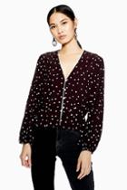 Topshop Heart Print Long Sleeve Top