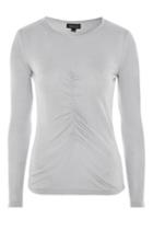 Topshop Ruched Front Long Sleeve Knitted Top