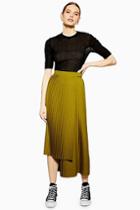 Topshop *asymmetric Pleated Skirt By Boutique