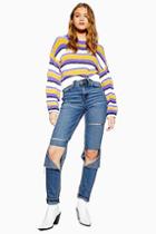 Topshop Mid Stone Super Rip Mom Jeans