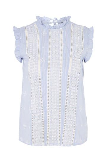 Topshop Petite Embroidered Stripe Top