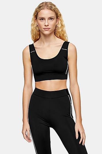 Topshop Black Mesh Sports Crop Top