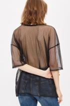 Topshop *oversized Dotted Mesh T-shirt By Glamorous