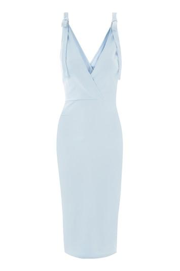 Topshop *v-neck Midi Dress With Bow By Oh My Love