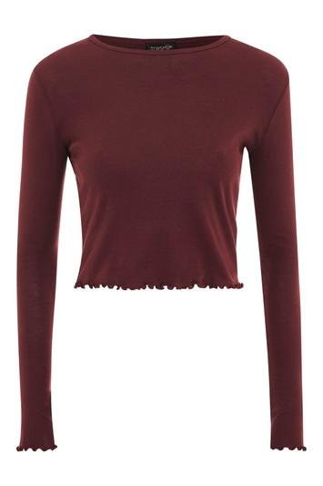 Topshop Tall Long Sleeve Lettuce Crop Top