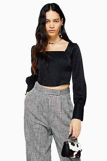 Topshop Boned Long Sleeve Bodice Blouse